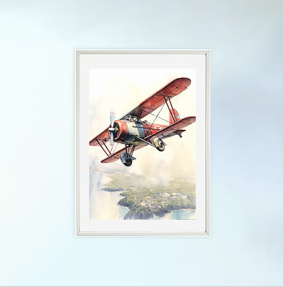 飛行機のアートポスター白フレームあり