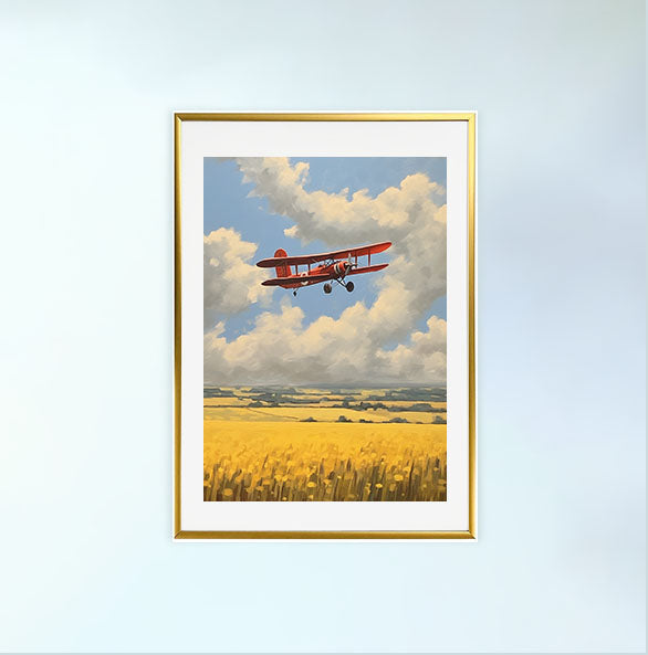 飛行機のアートポスター金フレームあり