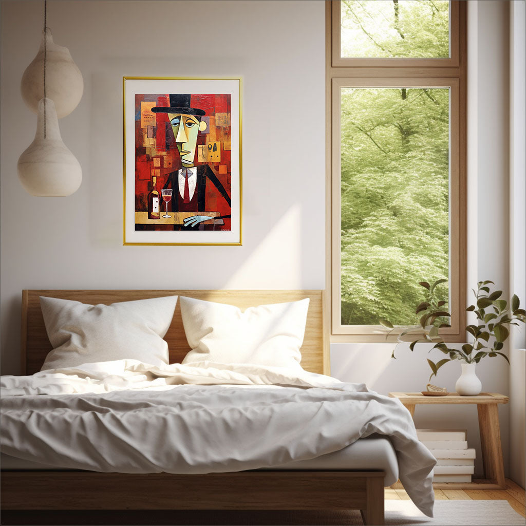酒のアートポスター寝室配置イメージ
