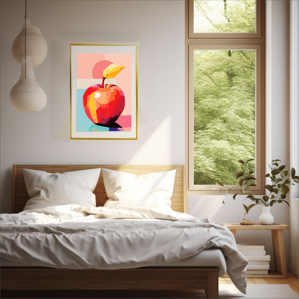 りんごのアートポスター:apple_5d10 / キッチン_フルーツと野菜_のポスター画像寝室に設置したイメージ