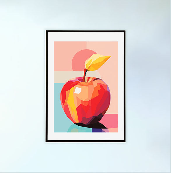 りんごのアートポスター:apple_5d10 / キッチン_フルーツと野菜_のポスター画像黒色のフレームイメージ