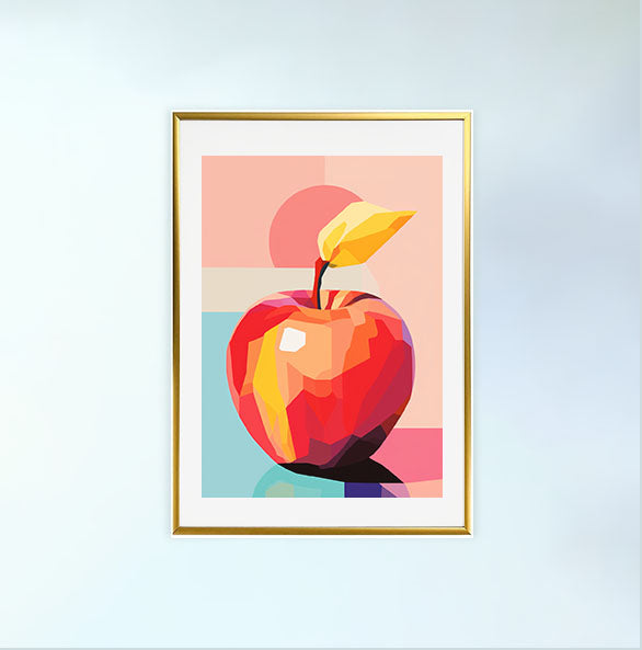 りんごのアートポスター:apple_5d10 / キッチン_フルーツと野菜_のポスター画像金色のフレームイメージ