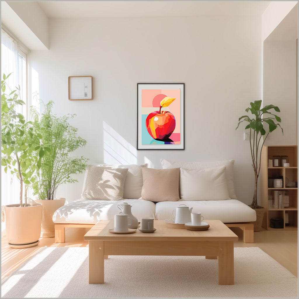 りんごのアートポスター:apple_5d10 / キッチン_フルーツと野菜_のポスター画像リビングに設置したイメージ