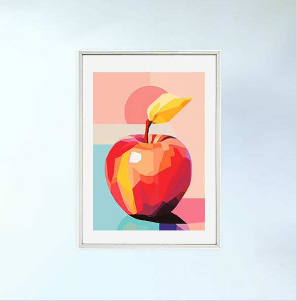 りんごのアートポスター:apple_5d10 / キッチン_フルーツと野菜_のポスター画像銀色のフレームイメージ