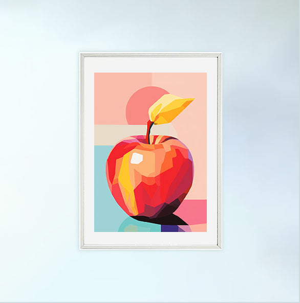 りんごのアートポスター:apple_5d10 / キッチン_フルーツと野菜_のポスター画像白いフレーム