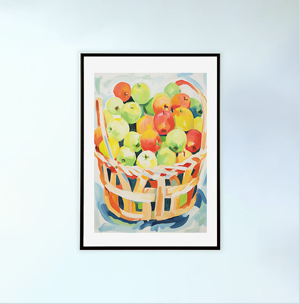りんごのアートポスター:apple_7e70 / キッチン_フルーツと野菜_のポスター画像黒色のフレームイメージ