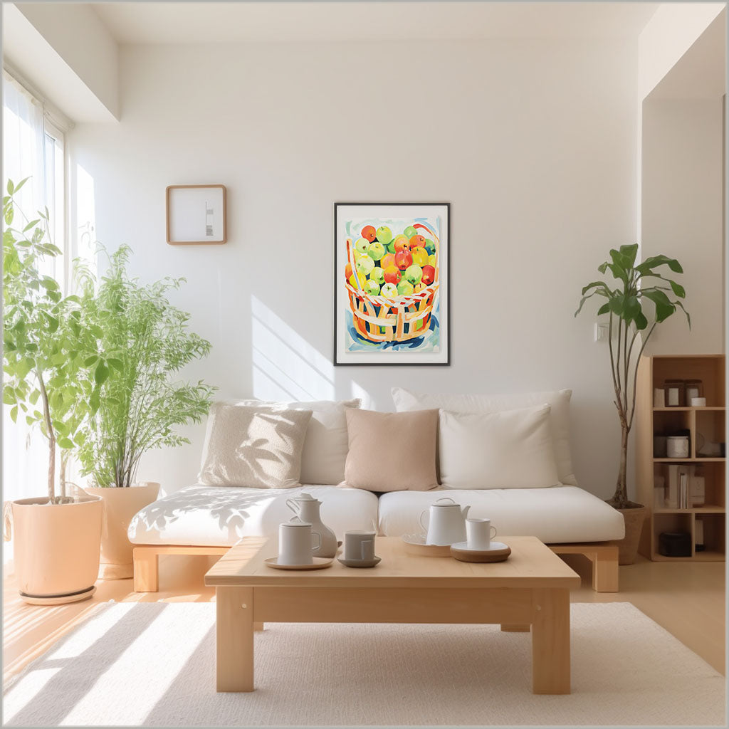 りんごのアートポスター:apple_7e70 / キッチン_フルーツと野菜_のポスター画像リビングに設置したイメージ