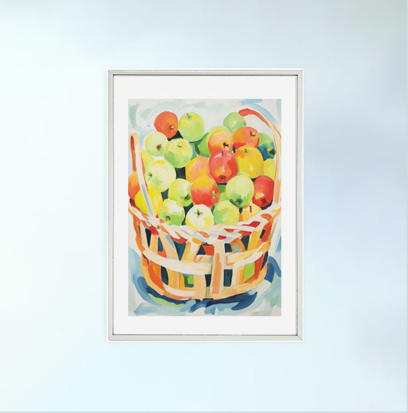 りんごのアートポスター:apple_7e70 / キッチン_フルーツと野菜_のポスター画像銀色のフレームイメージ