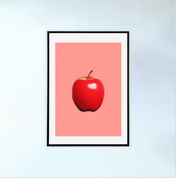 りんごのアートポスター:apple_8382 / 北欧_ポップ_キッチン_フルーツと野菜_のポスター画像黒色のフレームイメージ