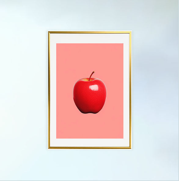 りんごのアートポスター:apple_8382 / 北欧_ポップ_キッチン_フルーツと野菜_のポスター画像金色のフレームイメージ