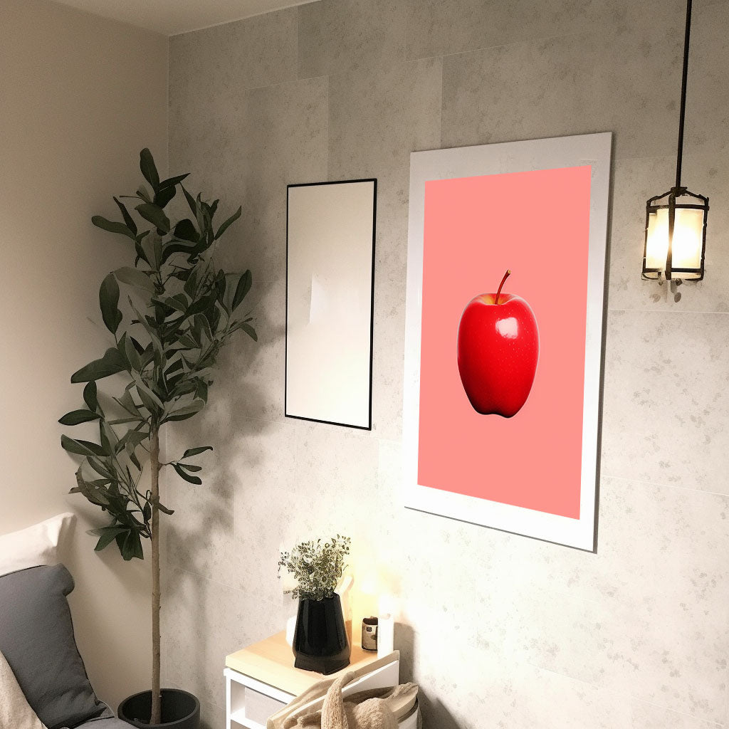 りんごのアートポスター:apple_8382 / 北欧_ポップ_キッチン_フルーツと野菜_のポスター画像廊下に設置したイメージ