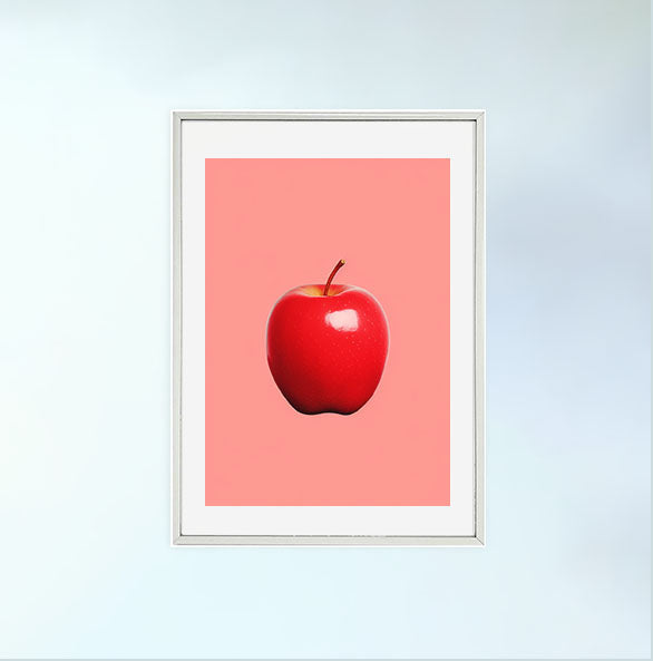 りんごのアートポスター:apple_8382 / 北欧_ポップ_キッチン_フルーツと野菜_のポスター画像銀色のフレームイメージ