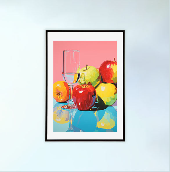りんごのアートポスター:apple_86e2 / キッチン_フルーツと野菜_のポスター画像黒色のフレームイメージ