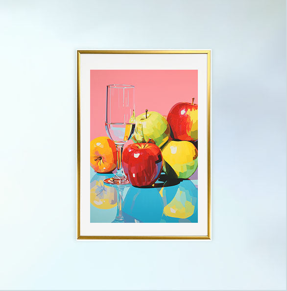 りんごのアートポスター:apple_86e2 / キッチン_フルーツと野菜_のポスター画像金色のフレームイメージ