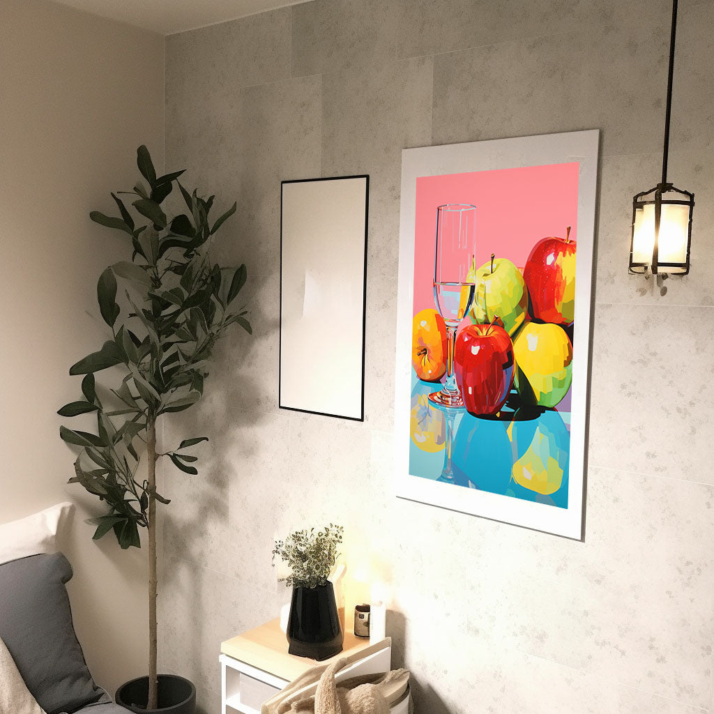 りんごのアートポスター:apple_86e2 / キッチン_フルーツと野菜_のポスター画像廊下に設置したイメージ