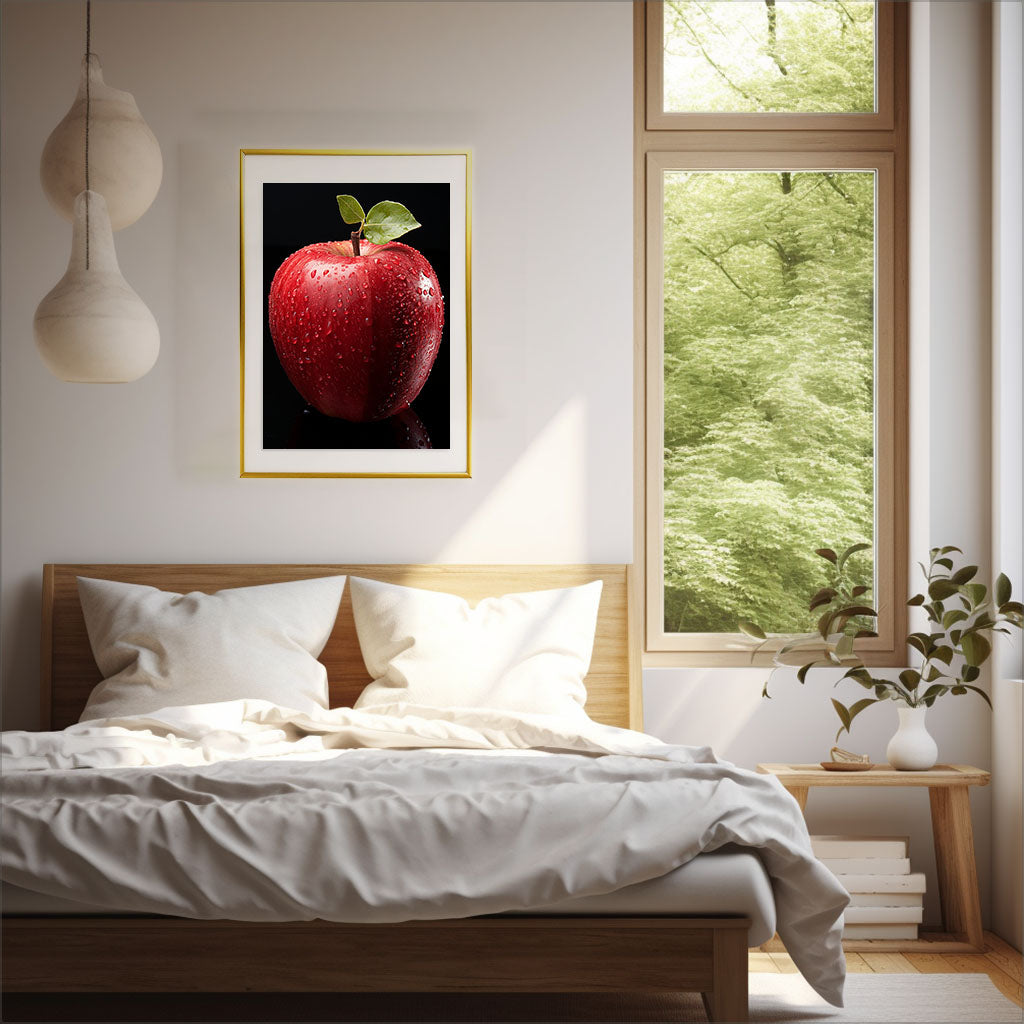 りんごのアートポスター寝室配置イメージ