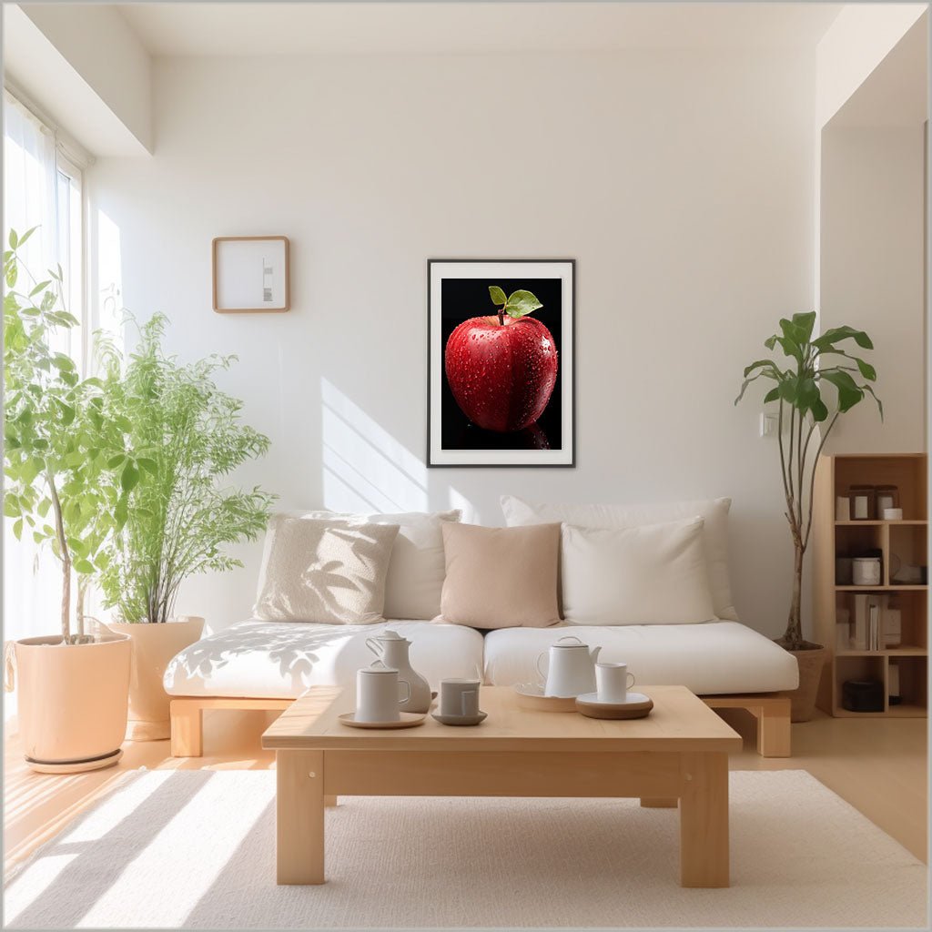 りんごのアートポスターリビング配置イメージ