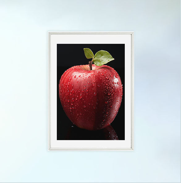 りんごのアートポスター白フレームあり