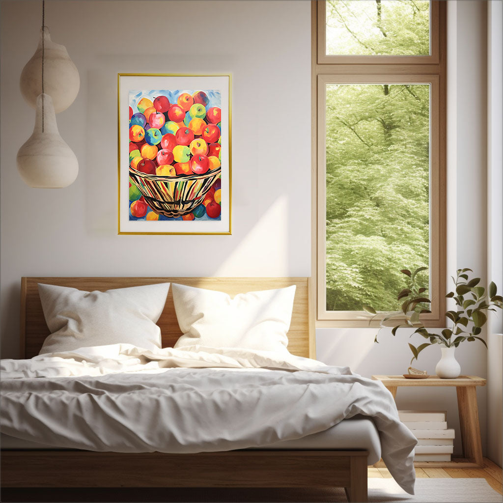 りんごのアートポスター:apple_ba32 / キッチン_フルーツと野菜_のポスター画像寝室に設置したイメージ