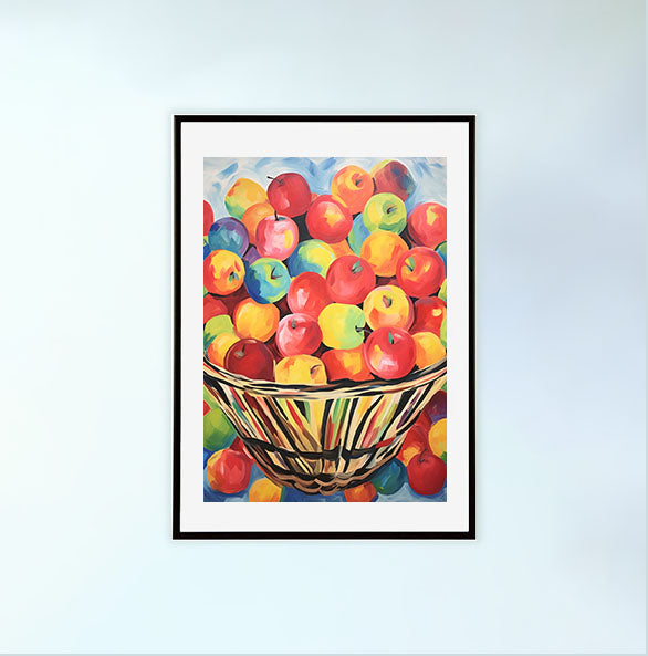 りんごのアートポスター:apple_ba32 / キッチン_フルーツと野菜_のポスター画像黒色のフレームイメージ