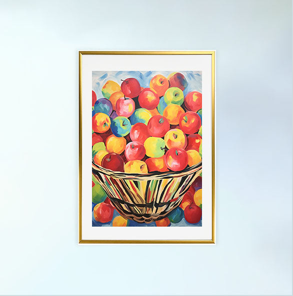 りんごのアートポスター:apple_ba32 / キッチン_フルーツと野菜_のポスター画像金色のフレームイメージ