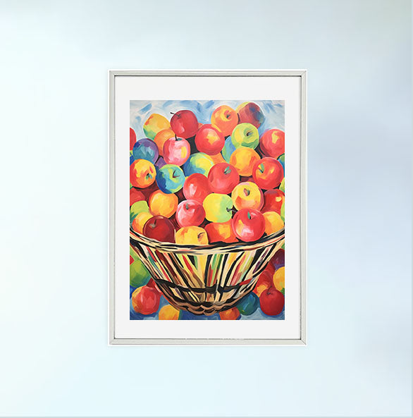 りんごのアートポスター:apple_ba32 / キッチン_フルーツと野菜_のポスター画像銀色のフレームイメージ