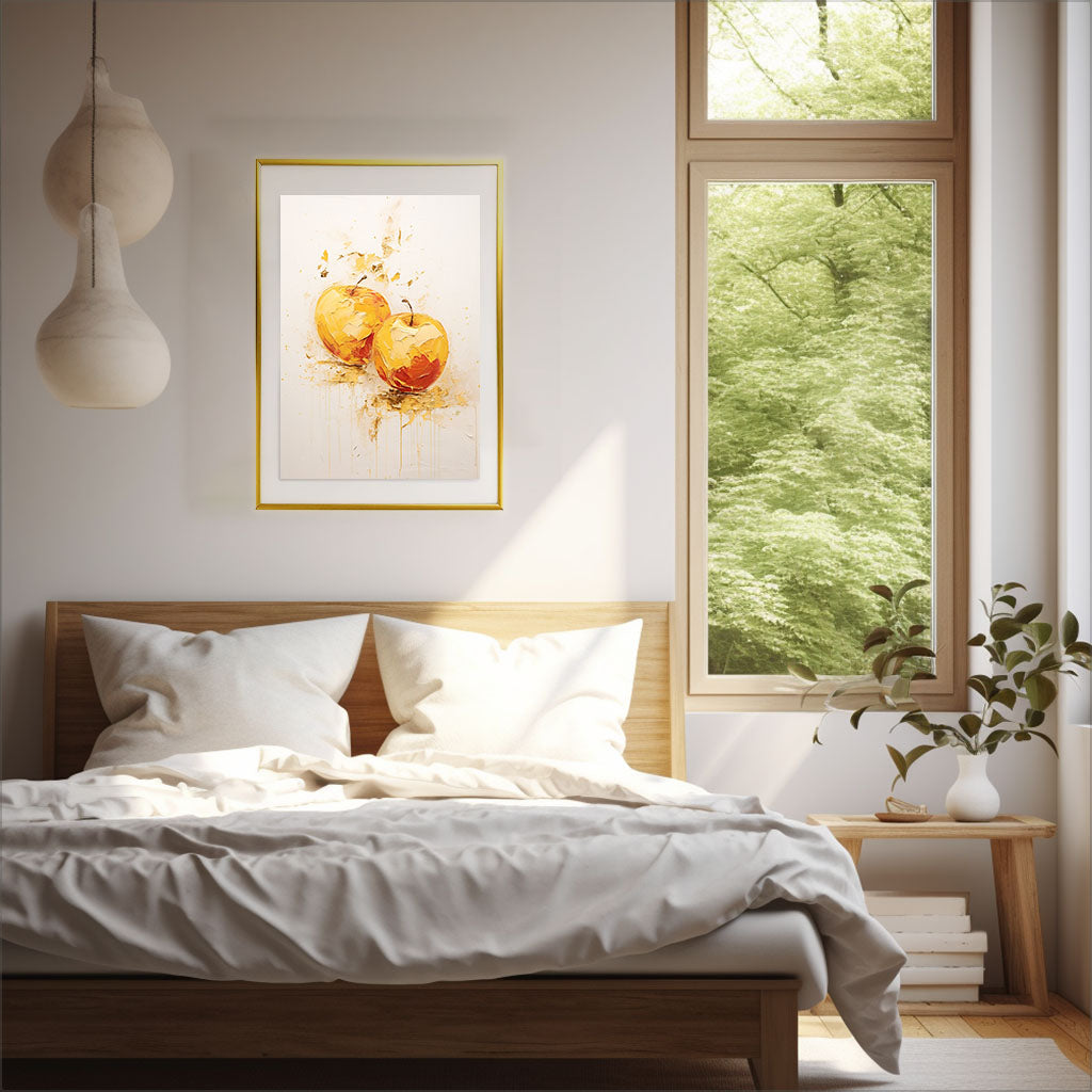 りんごのアートポスター:apple_d8b5 / キッチン_フルーツと野菜_のポスター画像寝室に設置したイメージ