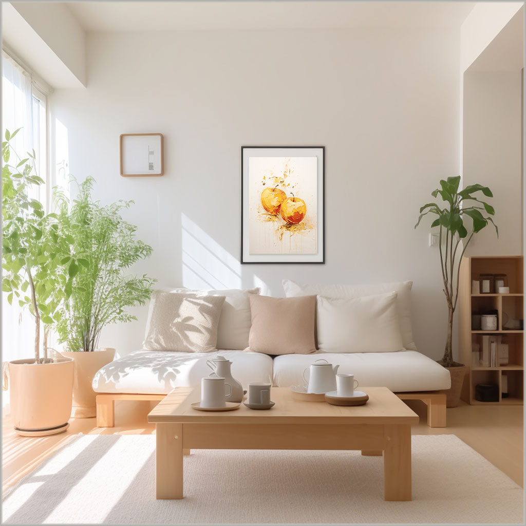 りんごのアートポスター:apple_d8b5 / キッチン_フルーツと野菜_のポスター画像リビングに設置したイメージ