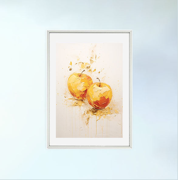 りんごのアートポスター:apple_d8b5 / キッチン_フルーツと野菜_のポスター画像銀色のフレームイメージ