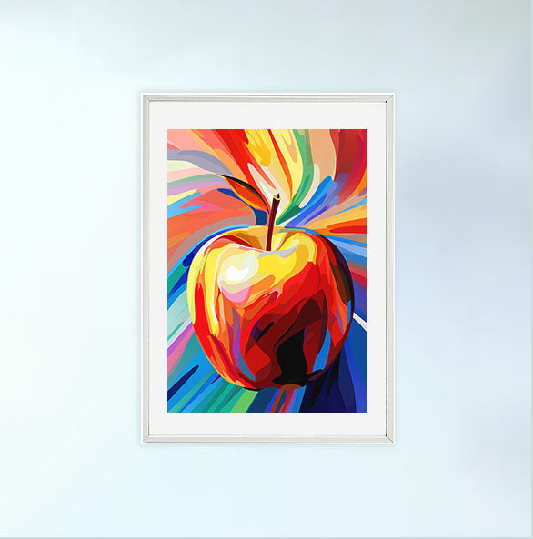 りんごのアートポスター白フレームあり