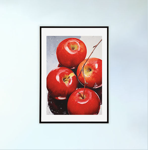 りんごのアートポスター:apple_e834 / キッチン_フルーツと野菜_のポスター画像黒色のフレームイメージ