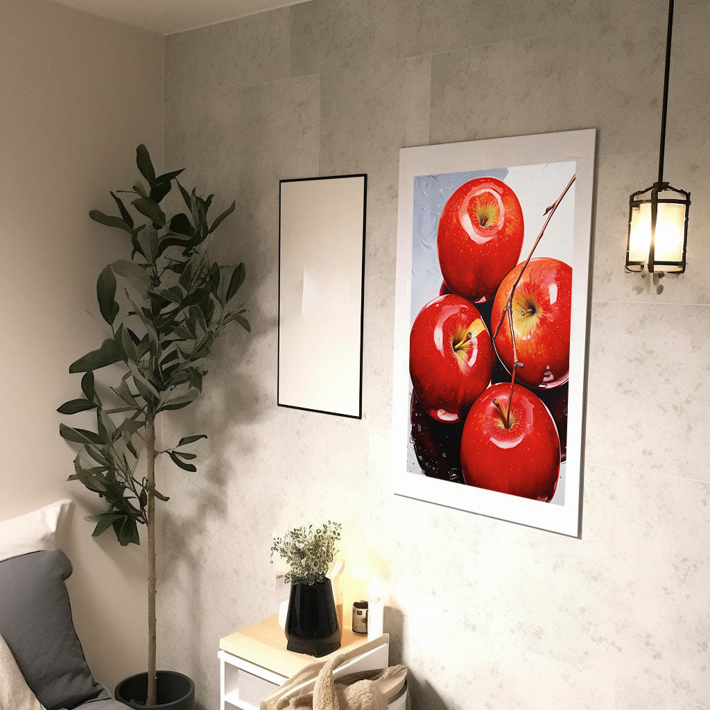 りんごのアートポスター:apple_e834 / キッチン_フルーツと野菜_のポスター画像廊下に設置したイメージ