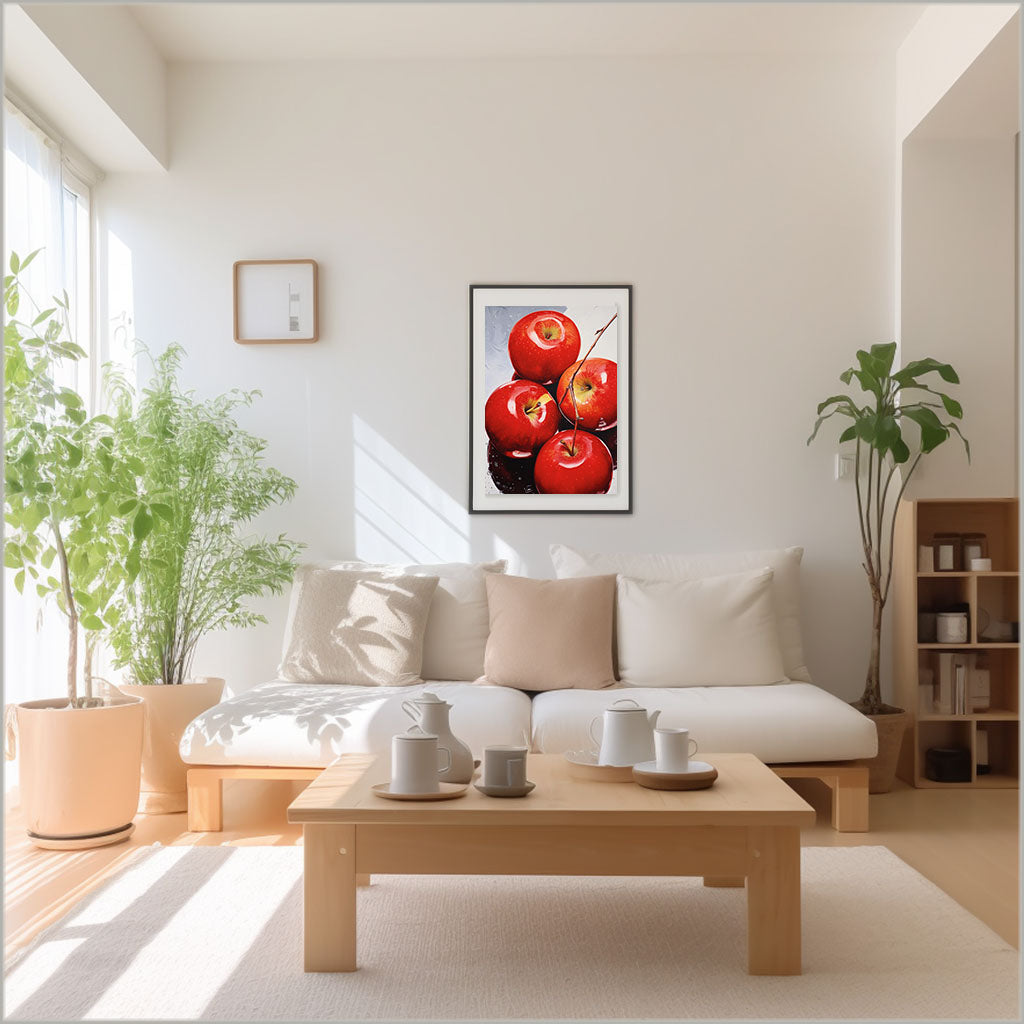 りんごのアートポスター:apple_e834 / キッチン_フルーツと野菜_のポスター画像リビングに設置したイメージ
