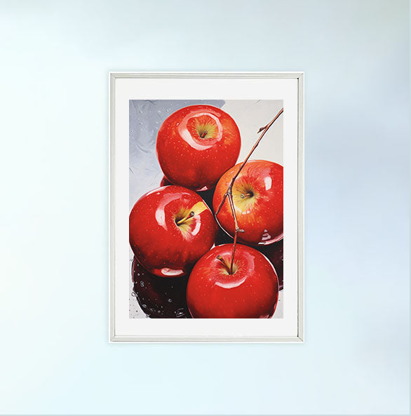 りんごのアートポスター:apple_e834 / キッチン_フルーツと野菜_のポスター画像白いフレーム