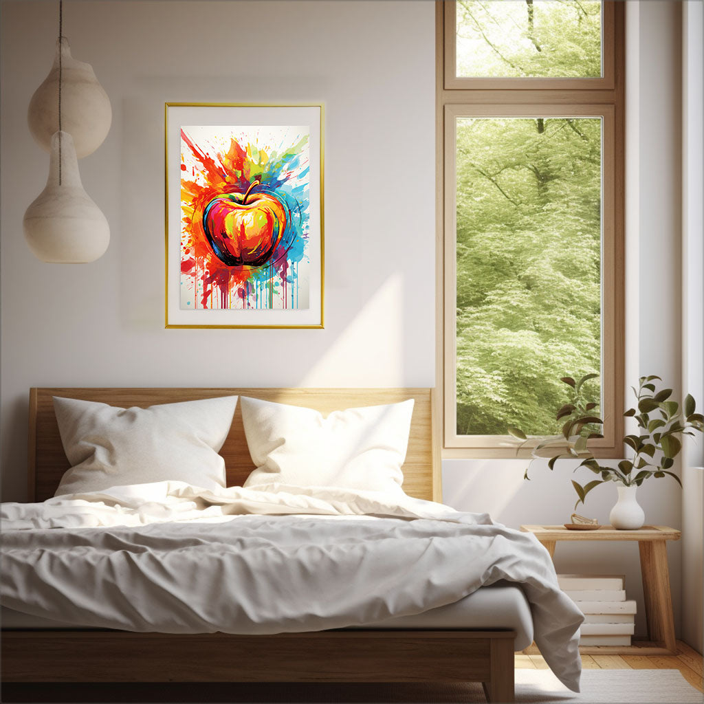 りんごのアートポスター寝室配置イメージ