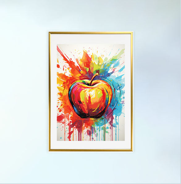 りんごのアートポスター金フレームあり