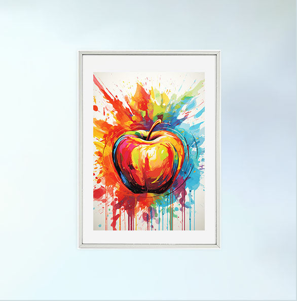 りんごのアートポスター銀フレームあり
