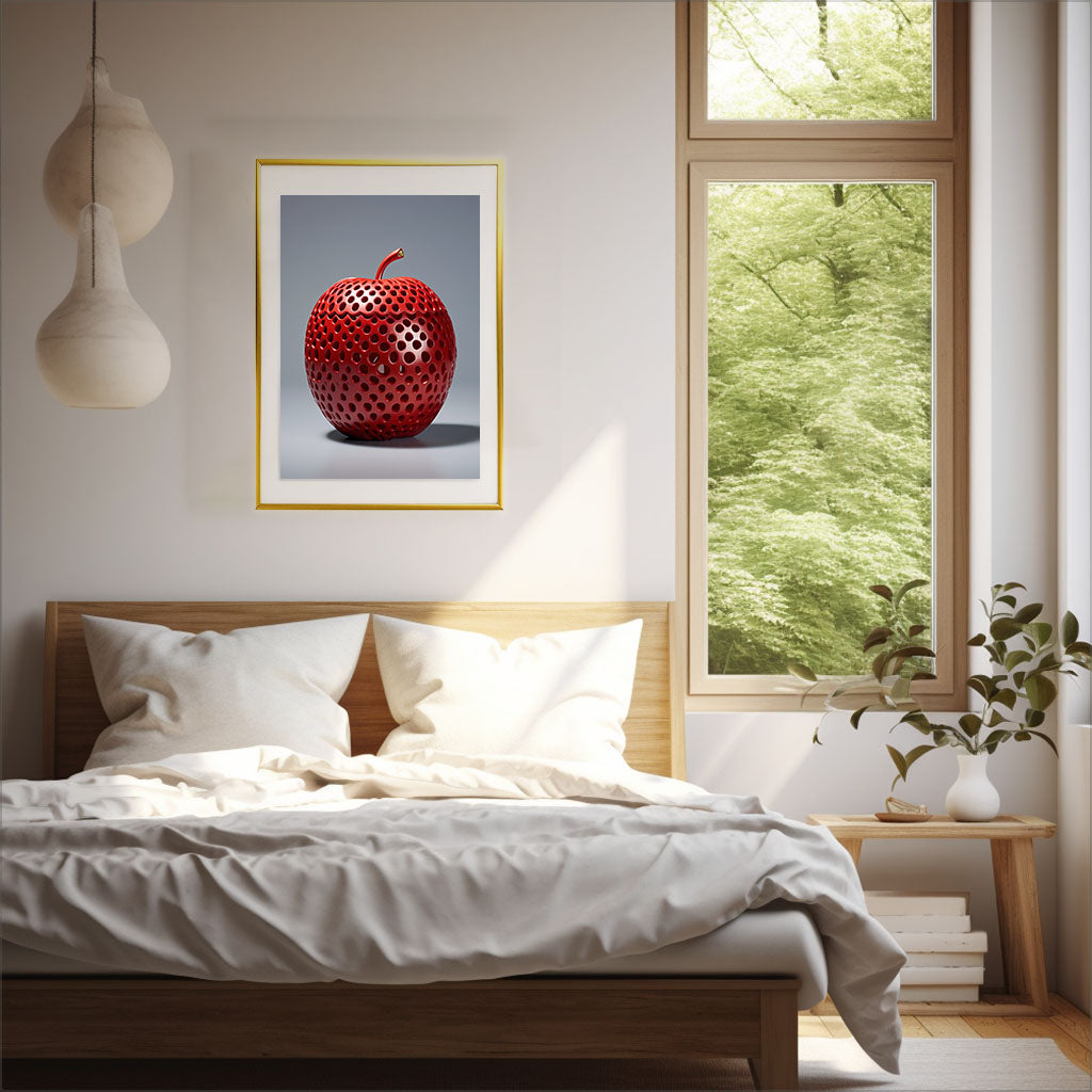 りんごのアートポスター:apple_f7bb / 北欧_キッチン_フルーツと野菜_のポスター画像寝室に設置したイメージ
