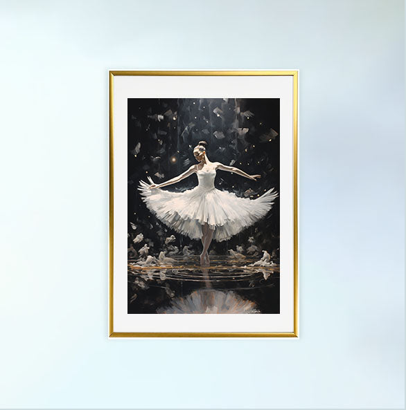 バレエのアートポスター金フレームあり
