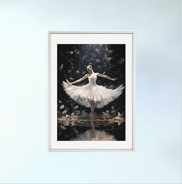 バレエのアートポスター銀フレームあり