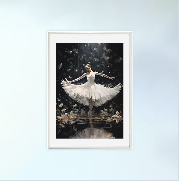 バレエのアートポスター白フレームあり