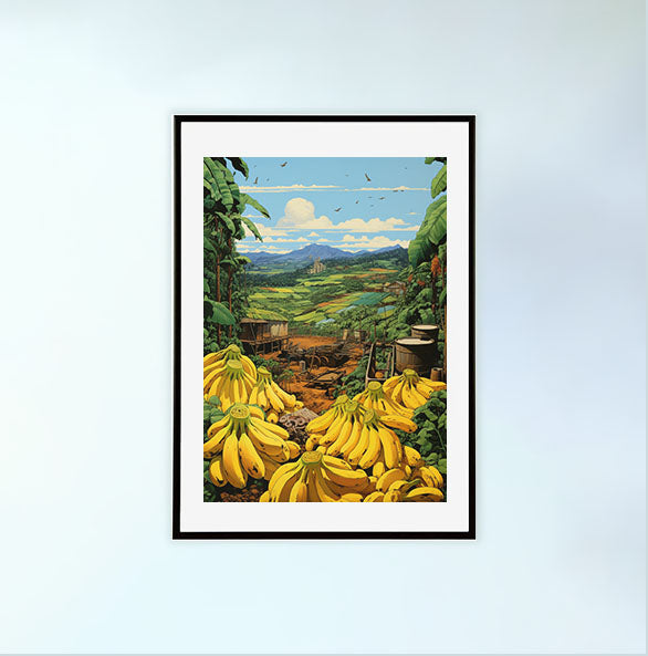 バナナのアートポスター:banana_2f78 / キッチン_フルーツと野菜_のポスター画像黒色のフレームイメージ