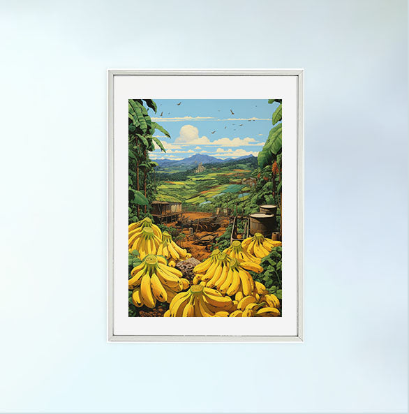 バナナのアートポスター:banana_2f78 / キッチン_フルーツと野菜_のポスター画像銀色のフレームイメージ