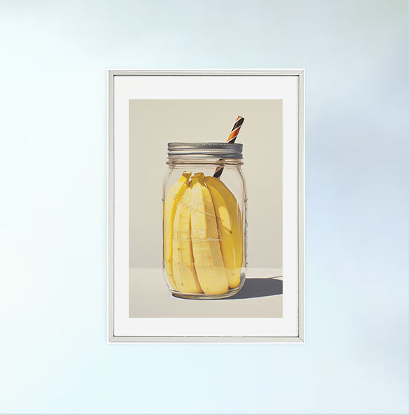 バナナのアートポスター:banana_562d / キッチン_フルーツと野菜_のポスター画像銀色のフレームイメージ