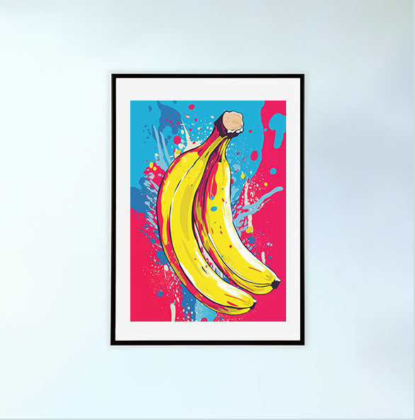 バナナのアートポスター:banana_ac1e / 抽象画_ポップ_キッチン_フルーツと野菜_のポスター画像黒色のフレームイメージ