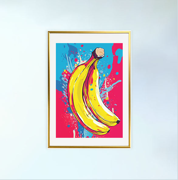 バナナのアートポスター:banana_ac1e / 抽象画_ポップ_キッチン_フルーツと野菜_のポスター画像金色のフレームイメージ