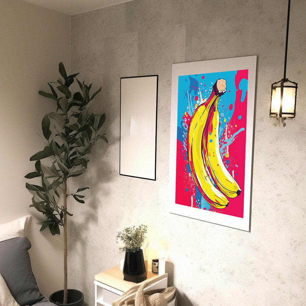 バナナのアートポスター:banana_ac1e / 抽象画_ポップ_キッチン_フルーツと野菜_のポスター画像廊下に設置したイメージ