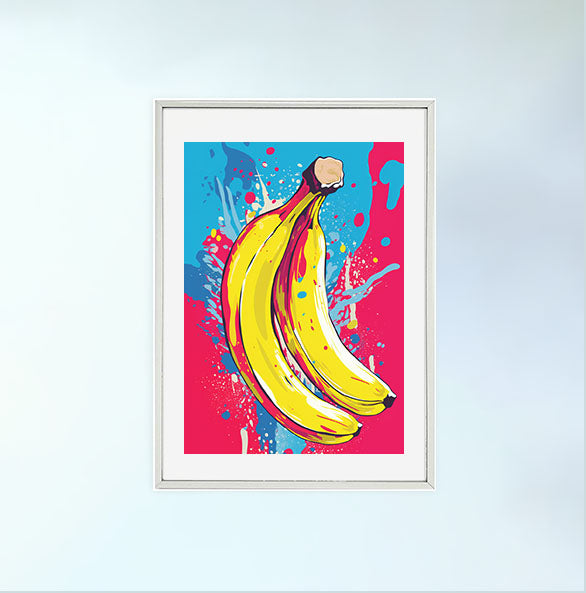 バナナのアートポスター:banana_ac1e / 抽象画_ポップ_キッチン_フルーツと野菜_のポスター画像銀色のフレームイメージ