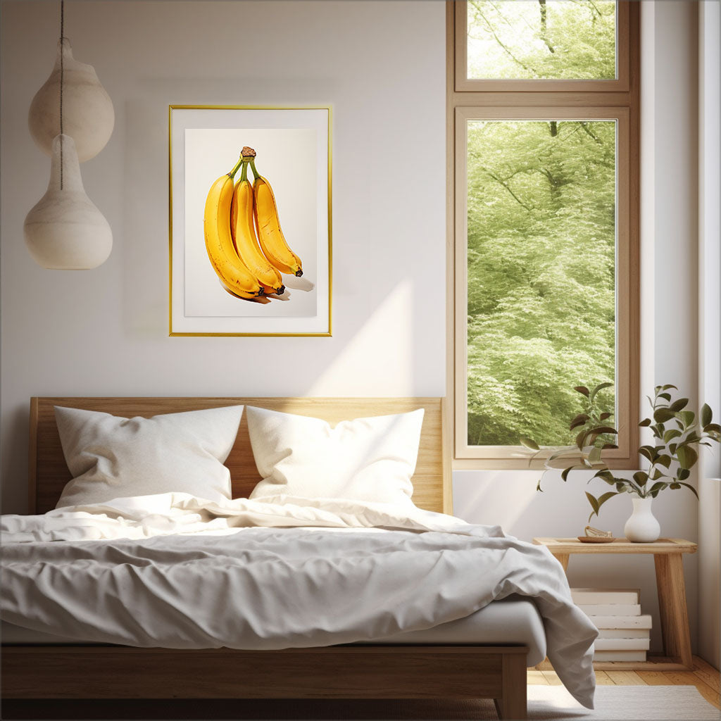 バナナのアートポスター:banana_f998 / 絵画_キッチン_フルーツと野菜_のポスター画像寝室に設置したイメージ