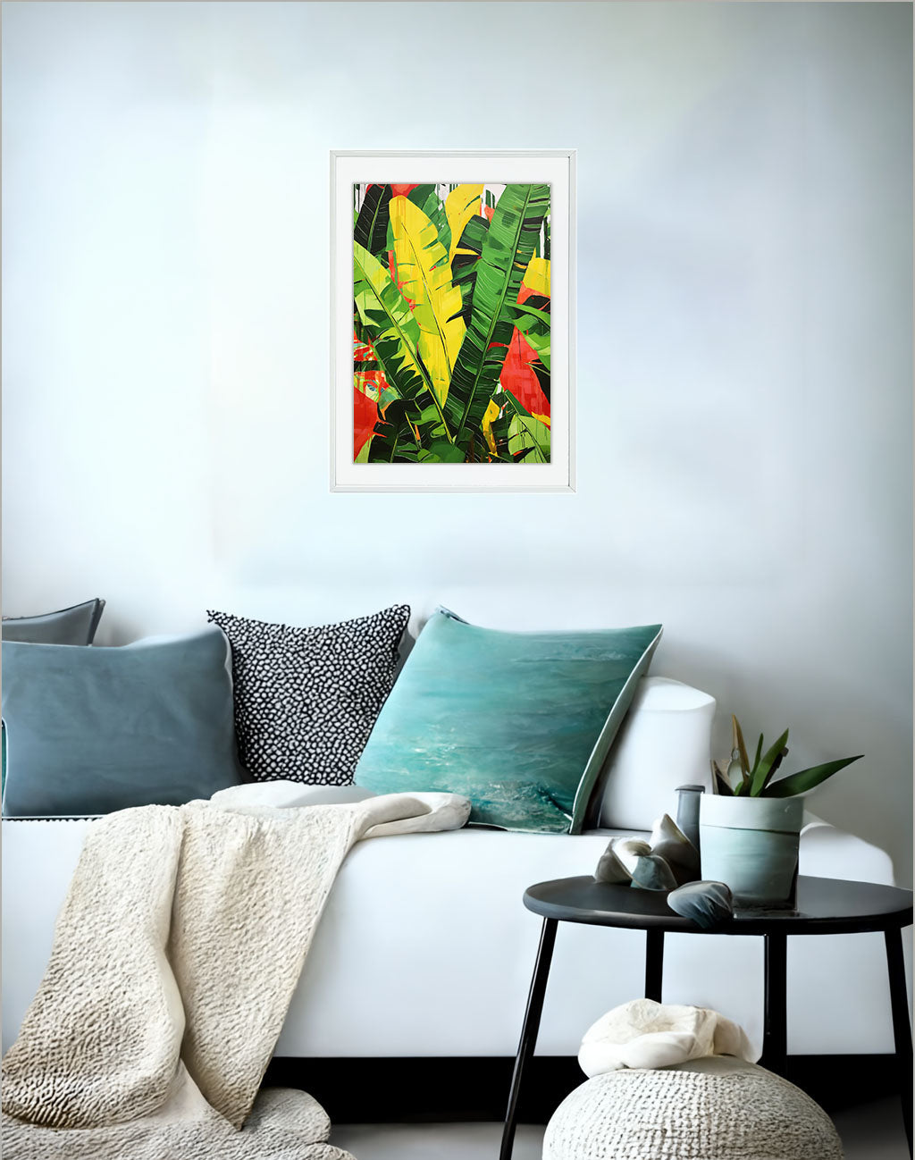 バナナのアートポスター:banana_fa51 / キッチン_フルーツと野菜_のポスター画像ソファ近くに設置したイメージ